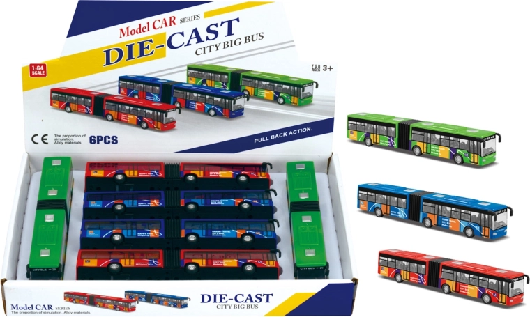 Autobus harmonika 1:64 – kloubový model se zpětným natahováním