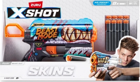 Pěnový blaster X-Shot Skins Flux – Beast Mode (8 šipek)