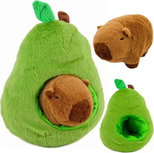 Zelené plyšové avokádo s kapybarou 2v1 25 cm