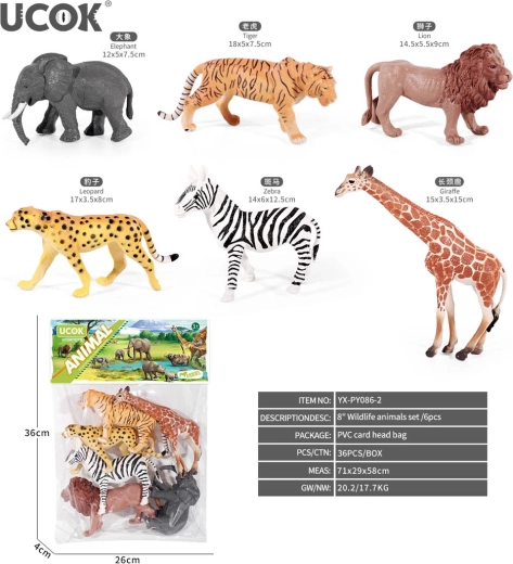 Sada figurek zvířat safari (6 ks)