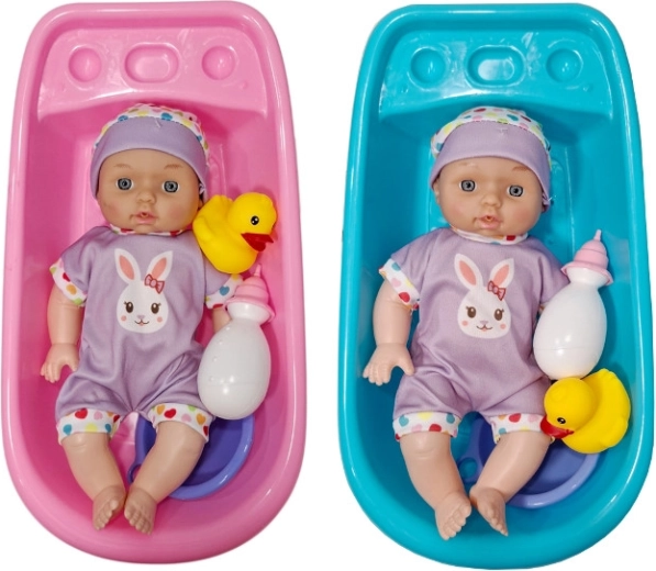 Lalka miminko čůrající s vaničkou a doplňky