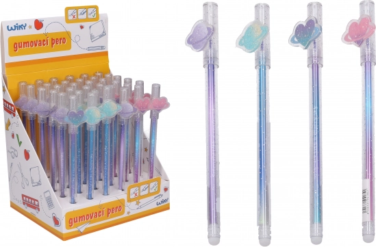 Gumovací propiska 0,5 mm – prstenec, mix barev, 36 ks v boxu