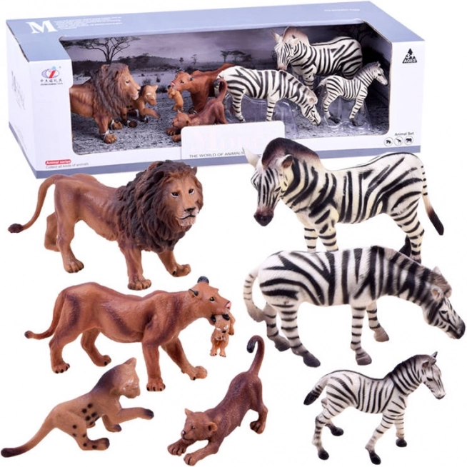 Sada figurek safari – zvířata – Zebra + lev