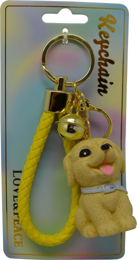 Přívěsek na klíče sedící hnědý pes