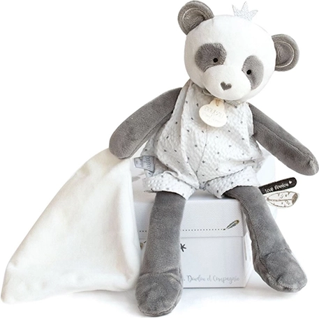 Doudou Dárková plyšová panda s dekou 28 cm