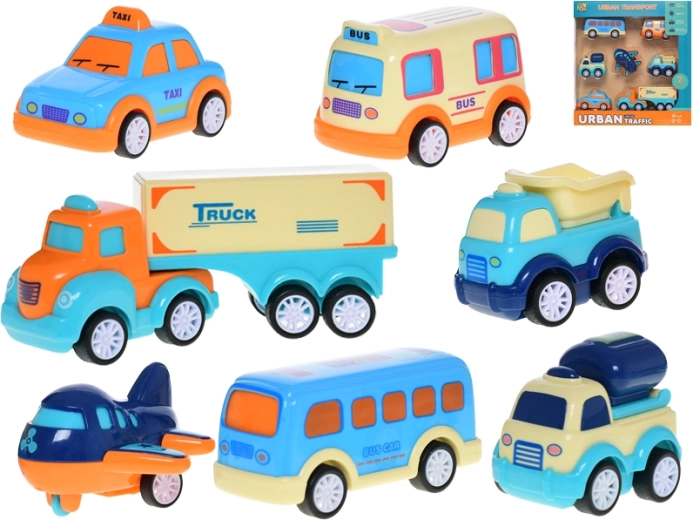 Sada vozidel se zpětným chodem a setrvačníkem, 7 ks