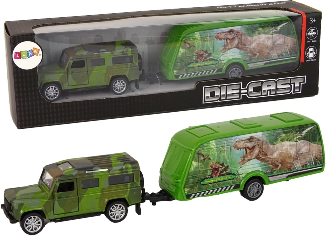 Hračky Jeep s přívěsem s dinosaury