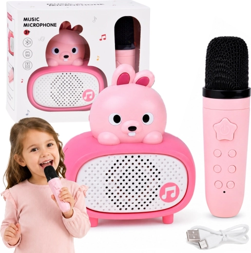 Interaktivní dětské karaoke s bluetooth mikrofonem a reproduktorem králíček
