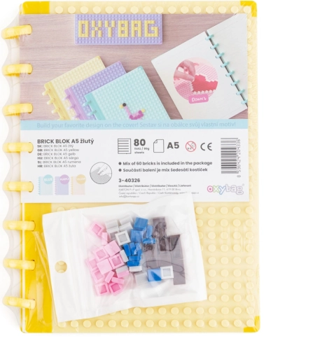 Poznámkový blok A5 s kostičkami – žlutý