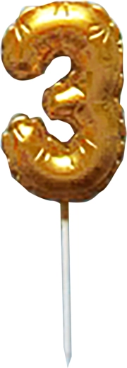 Dortová svíčka číslice 3 zlatá 6 cm