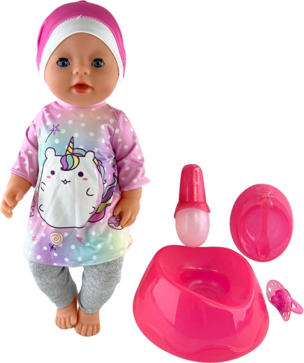 Čůrající miminko s příslušenstvím 45 cm