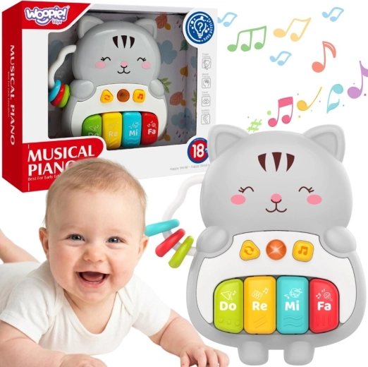 Woopie interaktivní piano koťátko se světlem a zvuky