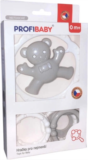 Profibaby chrastítko medvídek s tvary a kousátkem pro miminko
