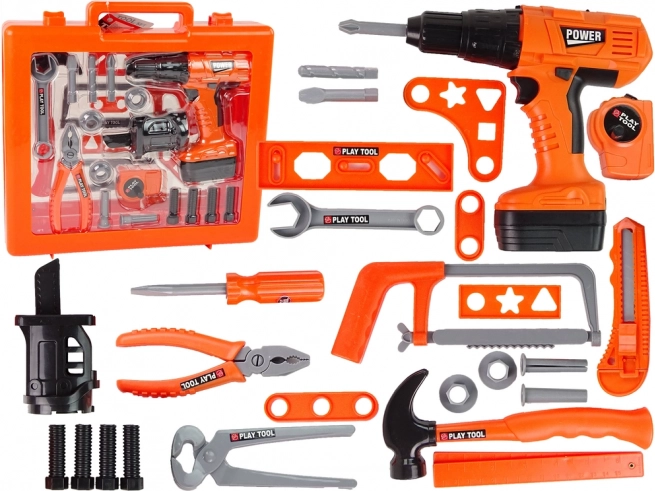 Dětská sada pro malé kutily s aku vrtačkou, kladivem a pilou