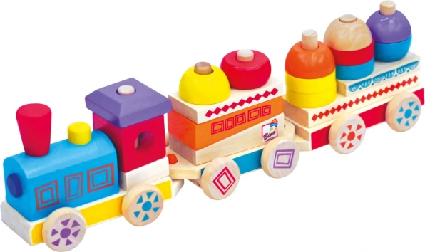Barevný dřevěný vláček maxi – tahací stavebnice