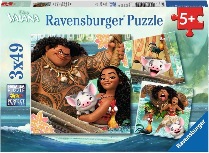 Ravensburger puzzle Odvážná Vaiana: Cesta za dobrodružstvím 3×49 dílků