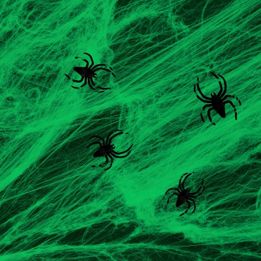 Zelená halloweenská pavučina s pavouky