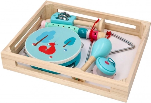 Dřevěná hudební sada s veverkou