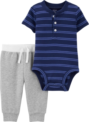 Carter's 2dílný set pro miminko – body s krátkým rukávem a tepláky Black Animals (chlapeček)