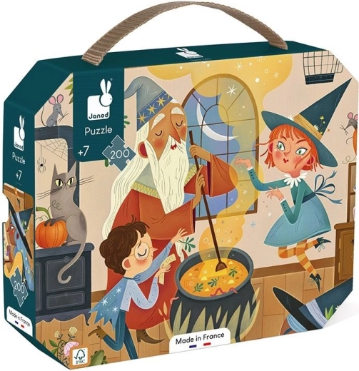 Janod puzzle v kufříku magická škola kouzel – 200 dílků