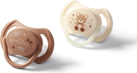 BabyOno silikonové dudlíky symetrické 0–6 m, sada 2 ks (denní a svítící)