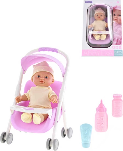 Panenka miminko v kočárku se zvuky a doplňky 24 cm