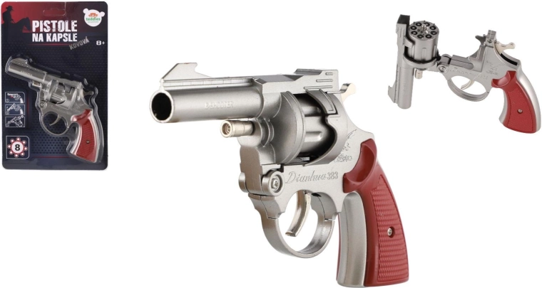 kovová pistole na kapsle 8 ran, 18 cm