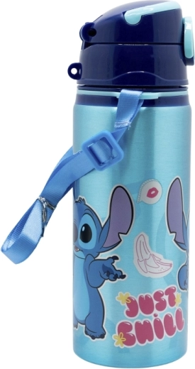 Disney Stitch dětská hliníková pop-up láhev na pití se slámkou 730 ml - 1 kus