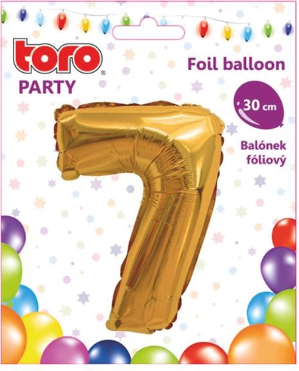 Fóliový balónek číslice 7, 30 cm, zlatý TORO