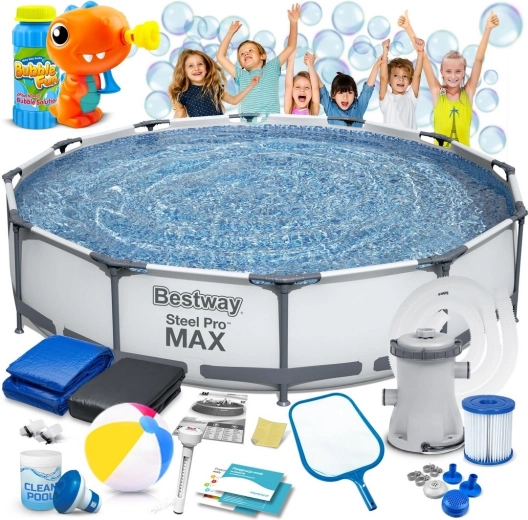 Zahradní rámový bazén BESTWAY Power Steel 366 × 76 cm set 16v1 + dělání bublin zdarma