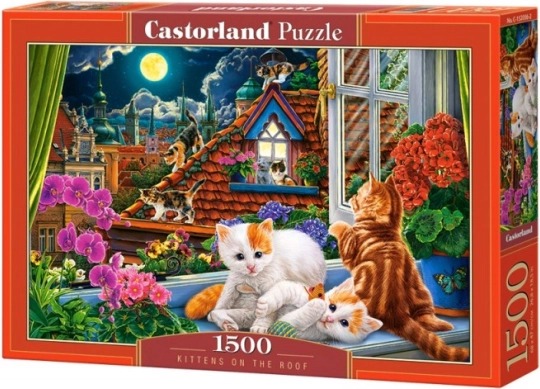 Puzzle 1500 dílků Kočičky na střeše