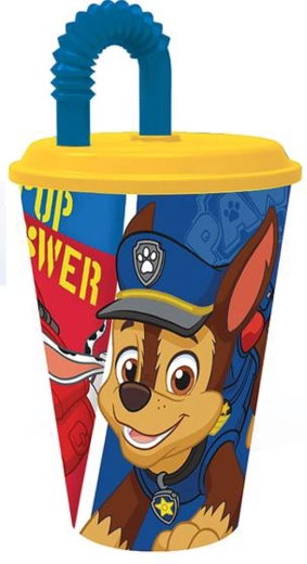 Plastový kelímek s brčkem PAW PATROL 430 ml modrý