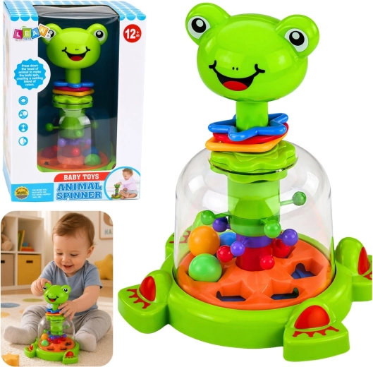 Interaktivní spinner žabka s vířícími kuličkami pro miminka