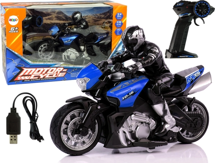 Sportovní RC motorka 2,4 GHz 1:10 modrá