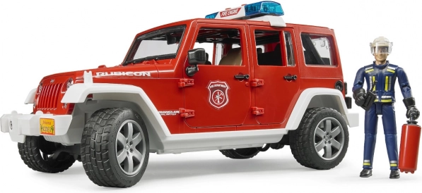 Červený požární Jeep Wrangler s figurkou a příslušenstvím
