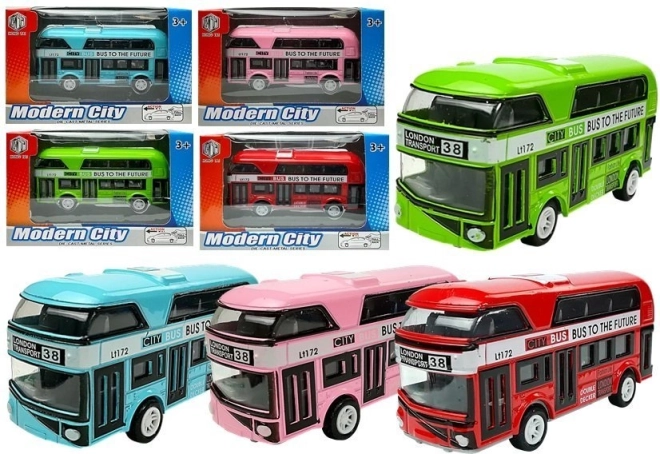 Patrový autobus s natahovacím pohonem – kovový model v 4 barvách