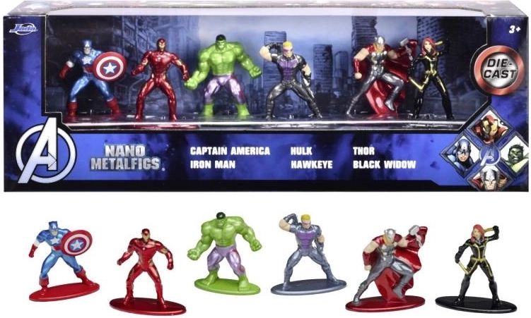 kovové sběratelské nano figurky MARVEL AVENGERS, sada 6 ks (4 cm)