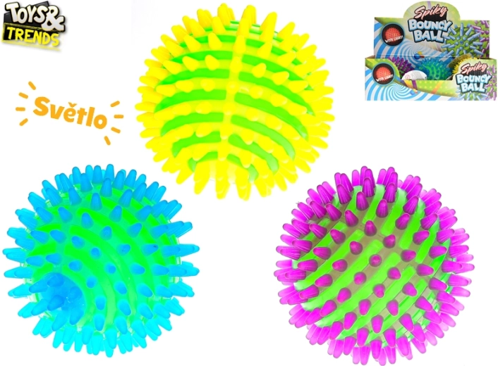 Skákací svítící hopík s měkkými bodlinkami 9 cm