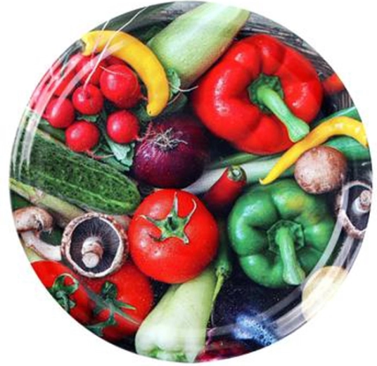 Víčka na zavařovací sklenice s motivem zeleniny 82 mm, 10 ks