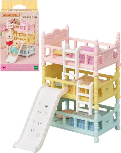 Sylvanian Families třípatrová postel se skluzavkou - 3 ks