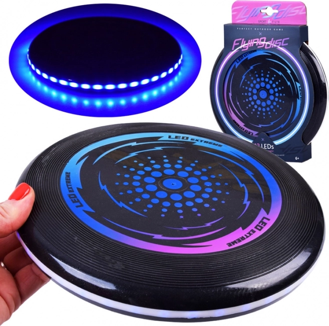 Svítící LED frisbee disk 23 cm pro noční zábavu