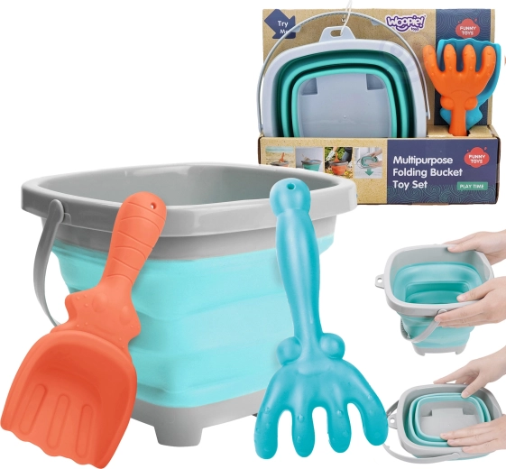 Skládací silikonové vědro s hráběmi a lopatkou WOOPIE 5 l