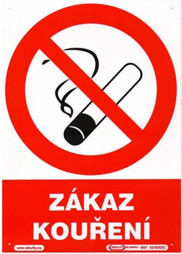 Tabulka Zákaz kouření A4 plast 210 × 297 mm