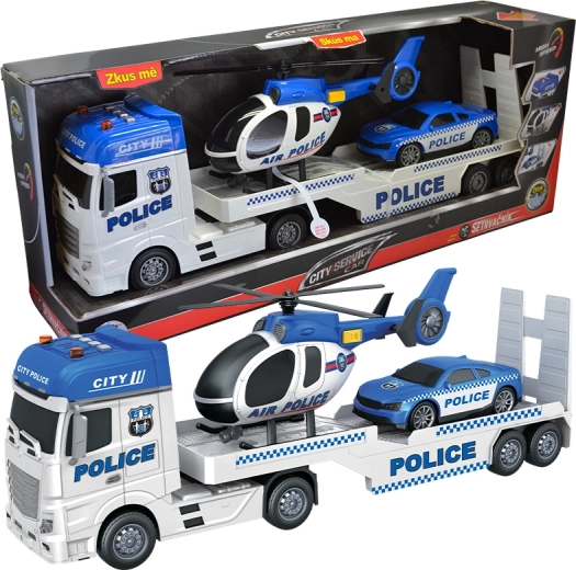 City Service Car policejní tahač s vrtulníkem a autem v měřítku 1:12