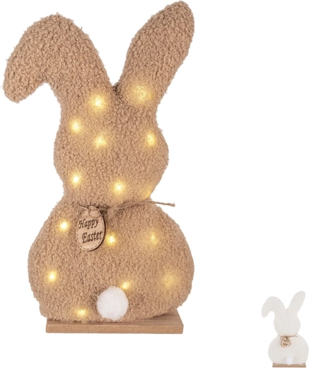 Velikonoční LED zajíček na dřevěném podstavci 31 cm