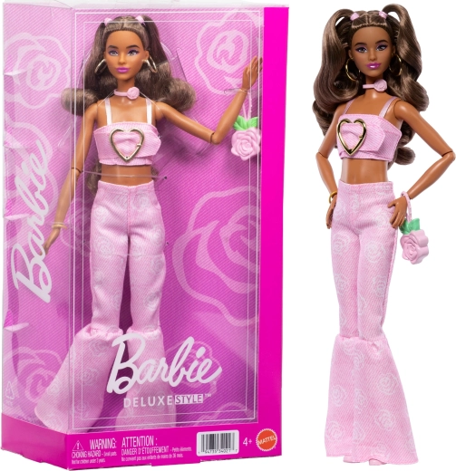 barbie deluxe style růžový denim – módní panenka s doplňky