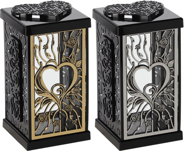 Lampion 30 cm s velkou růží, černo‑stříbrný / černo‑zlatý