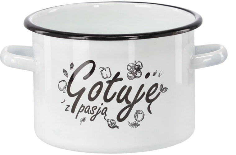 Smaltovaný hrnec 3 l 18 cm bílý Gotuję z pasją