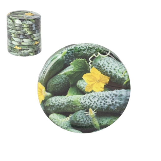 Sada zavařovacích víček s motivem okurek 82 mm – 10 ks