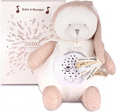 Doudou et Compagnie hudební noční světýlko s projekcí hvězd – růžový medvídek
